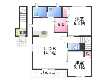 わかやま電鉄貴志川線 伊太祈曽駅 徒歩4分 2階建 築15年(2LDK/2階)の間取り写真