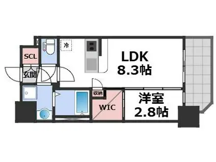 セレニテ夕陽丘エクラ(1LDK/4階)の間取り写真