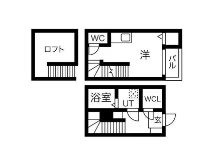 ステータス名駅西(1K/1階)の間取り写真