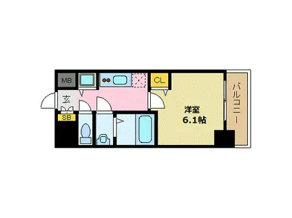 プレサンス難波駅前(1K/5階)の間取り写真