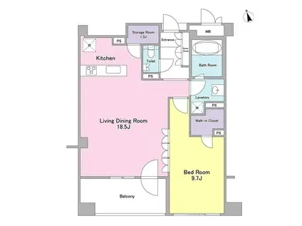 ランテンヌ四谷(1LDK/1階)の間取り写真