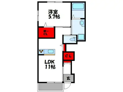 エターナルみやび(1LDK/1階)の間取り写真