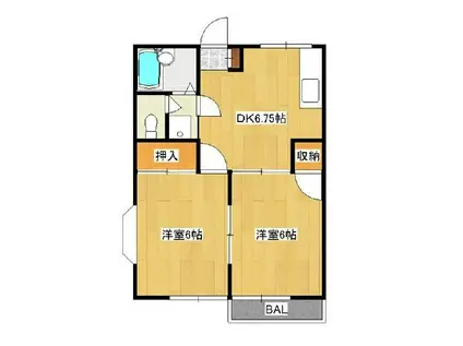 ミルキーハイツ(2DK/2階)の間取り写真