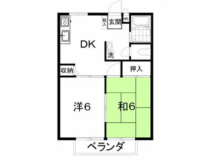 クレールハイム(2DK/2階)の間取り写真