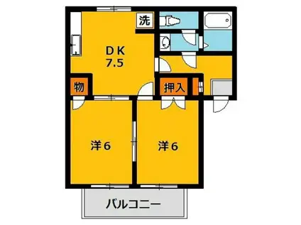 コーポ免の内A棟(2DK/1階)の間取り写真