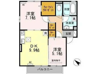 コンフォール桜(2DK/1階)の間取り写真