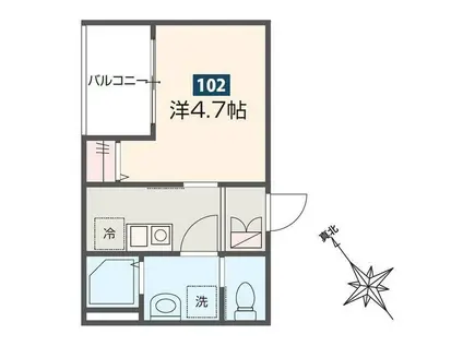 MELDIA京成稲毛(1K/2階)の間取り写真