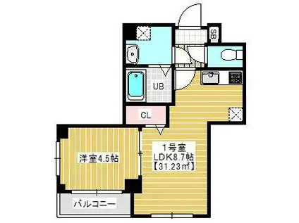 パインリーブス(1LDK/2階)の間取り写真