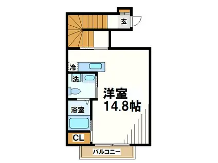 ツインコート(ワンルーム/2階)の間取り写真