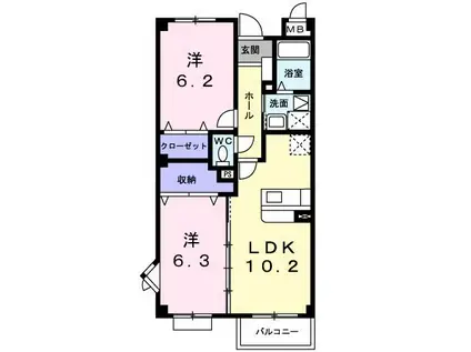 プリーマ(2LDK/3階)の間取り写真
