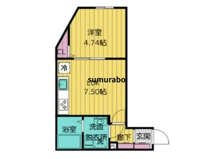 クリオ ラモード神楽坂(1LDK/2階)の間取り写真