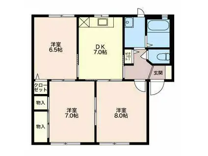 MASTTOWN茜 A棟(3DK/1階)の間取り写真