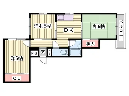 バンドーム大津和(3DK/2階)の間取り写真