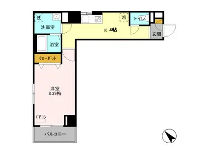 プリムヴェール(1K/2階)の間取り写真