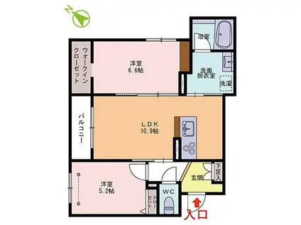 ルアソルI(2LDK/2階)の間取り写真