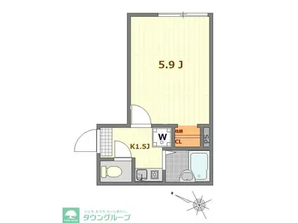 セシリア扇大橋(1K/1階)の間取り写真