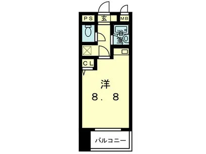 ライオンズマンション古城堀端公園第2 507号(ワンルーム/5階)の間取り写真