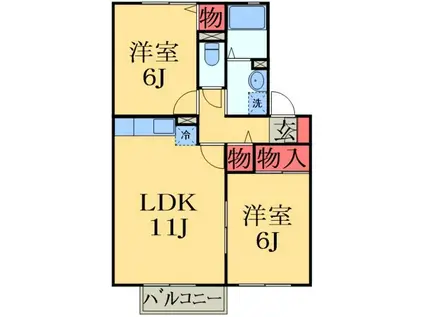 アネックス壱番館(2LDK/2階)の間取り写真