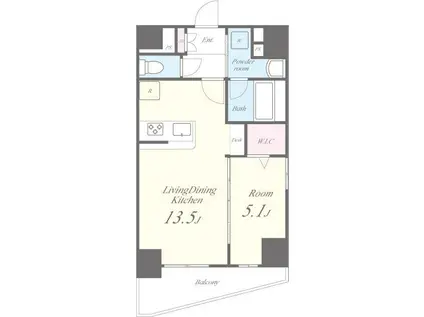プラナ北上野(1LDK/4階)の間取り写真