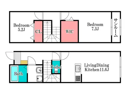 FONTANA高屋(2LDK/1階)の間取り写真