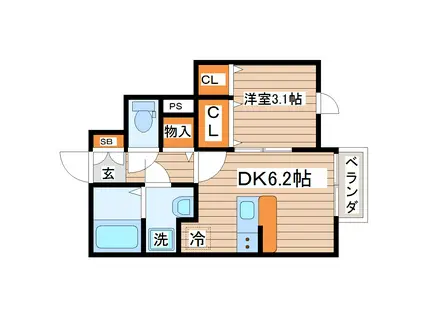 LINK STAGE富沢駅前II(1DK/1階)の間取り写真