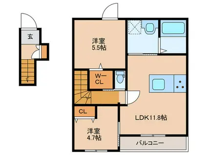 リオーネ富野(2LDK/2階)の間取り写真