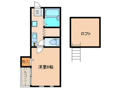 ピュア姪浜北(1K/1階)の間取り写真