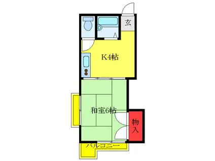 マンション小林会館(1K/6階)の間取り写真