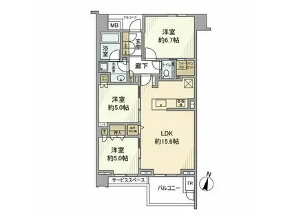 プラウド大泉学園ステーションフロント(3LDK/6階)の間取り写真