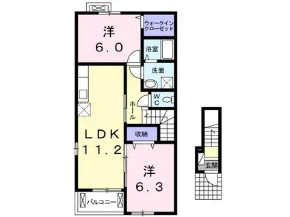 エスポワール(2LDK/2階)の間取り写真