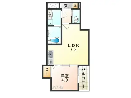 H-MAISON住吉(1LDK/1階)の間取り写真