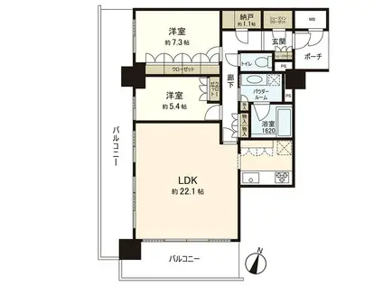 MJR赤坂タワー(2LDK/7階)の間取り写真