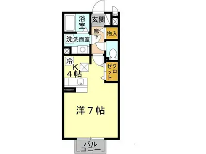 メゾンエスポワール(ワンルーム/1階)の間取り写真