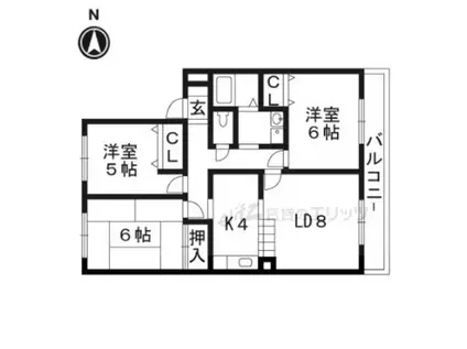 メゾンL&K(3LDK/2階)の間取り写真