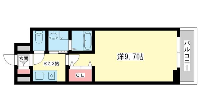 ヒカルサ奈良大森西ノース(1K/3階)の間取り写真