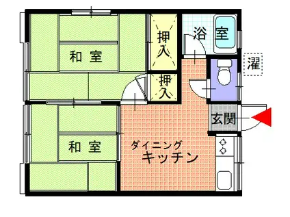 カスミフラッツ(2DK/2階)の間取り写真