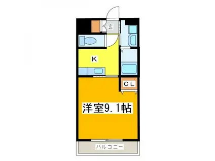 スタープラザ西条(1K/2階)の間取り写真