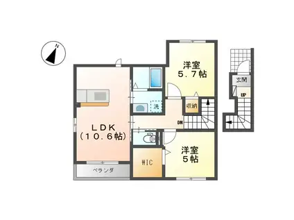 スターテラスYOSHIDA(2LDK/2階)の間取り写真