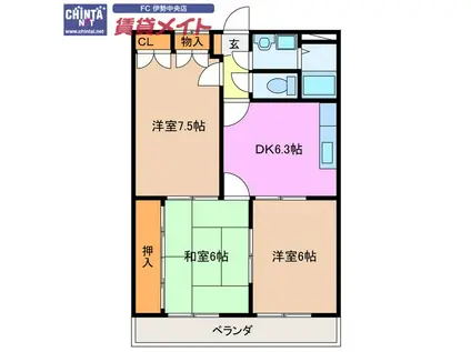 佐々木マンション(3DK/1階)の間取り写真