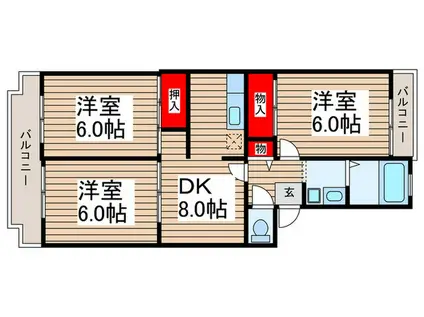 サン・ボナール(3DK/2階)の間取り写真