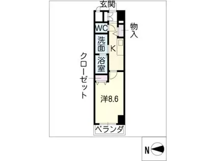 NEW CITY APARTMENTS円上町(1K/4階)の間取り写真