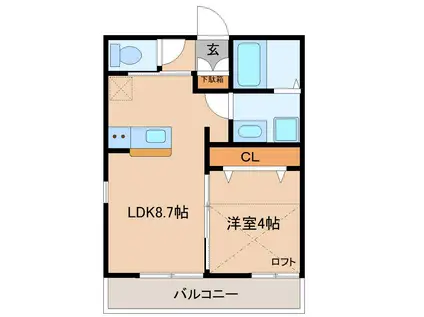 パーチェ成田(1LDK/1階)の間取り写真