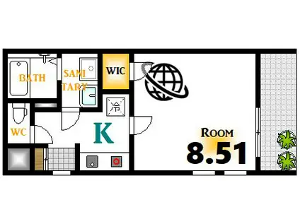 第18友建ビル(1K/9階)の間取り写真