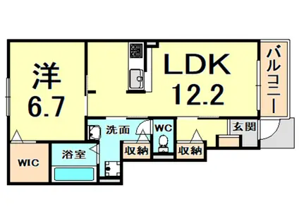 ジュエルⅠ(1LDK/1階)の間取り写真