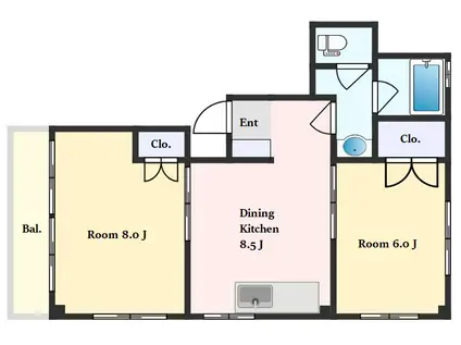 シャトレ自由が丘(2DK/3階)の間取り写真