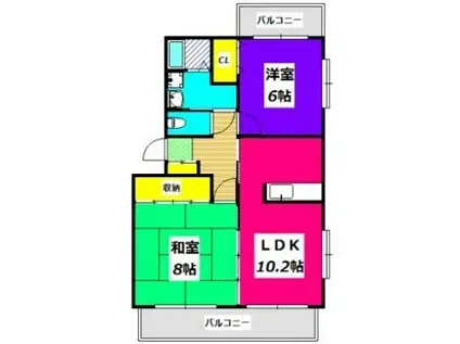 ノースウィング(2LDK/2階)の間取り写真