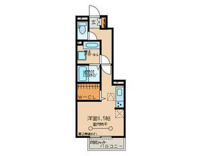 ウィングS IV(ワンルーム/1階)の間取り写真