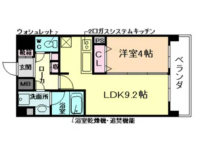 ランドセントラル梅田(1LDK/6階)の間取り写真