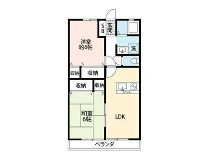 エーリSAS(2LDK/2階)の間取り写真