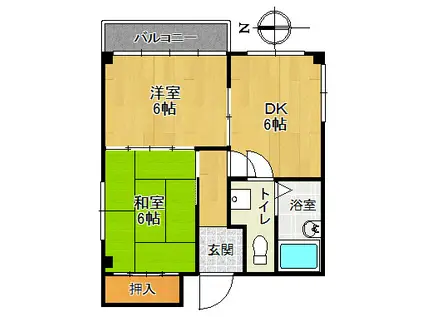 ハイム藤久(2DK/1階)の間取り写真